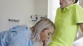 2 sexy MILF nurses curing the erectile dysfunction of young guy